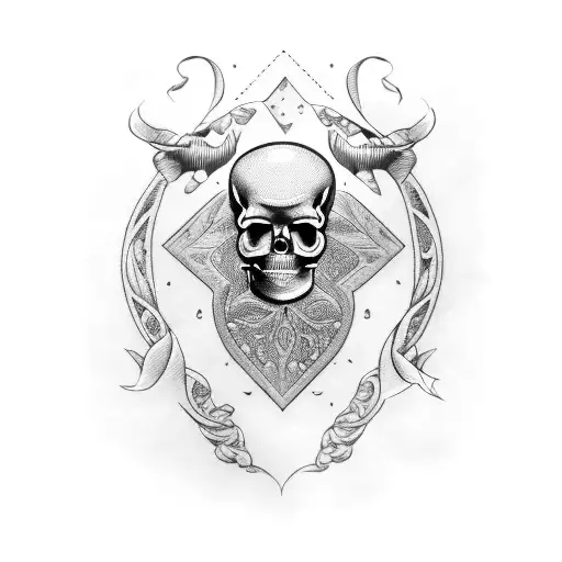 Rose And Skull In Center