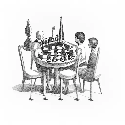 Chess Pieces Enjoying A Meal In A Cafeteria Setting