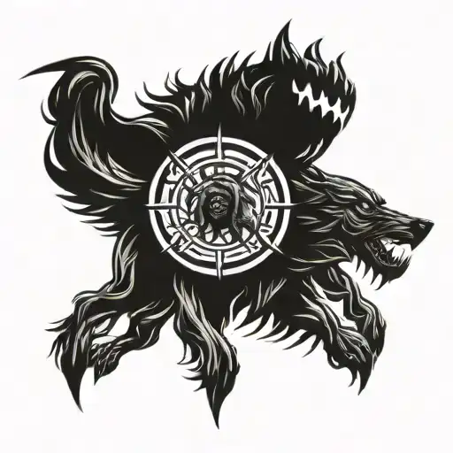 Warrior And Wolf Howling