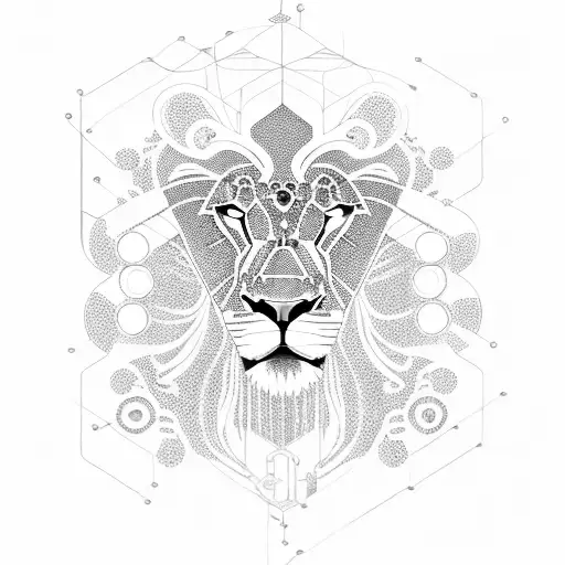 A Futuristic Lion With Circuitry Patterns