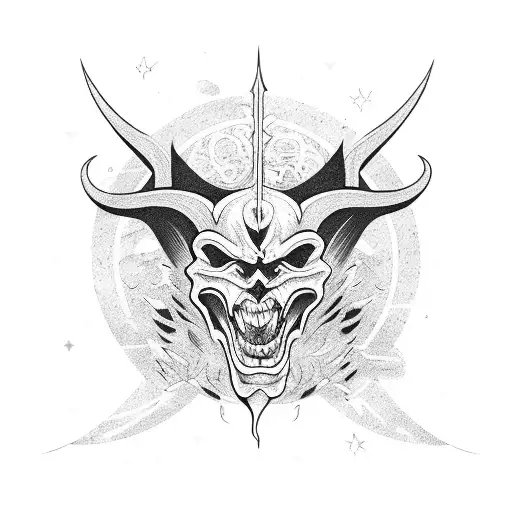 A Demon Playing A Guitar On A Rock Stage