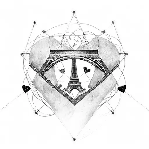 Eiffel Tower Entwined With A Heart-shaped Airplane