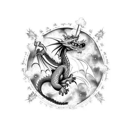 A Dragon Soaring Through The Constellations