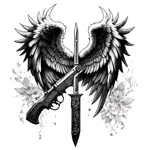 Angel Wings Made Out Of Guns And Knives