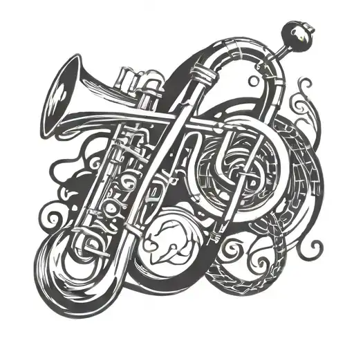 A Trumpet And Treble Clef Intertwined To Create A Unique Musical Symbol