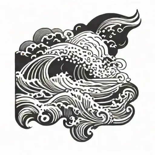 Armband Tattoo Featuring Ocean Waves Crashing