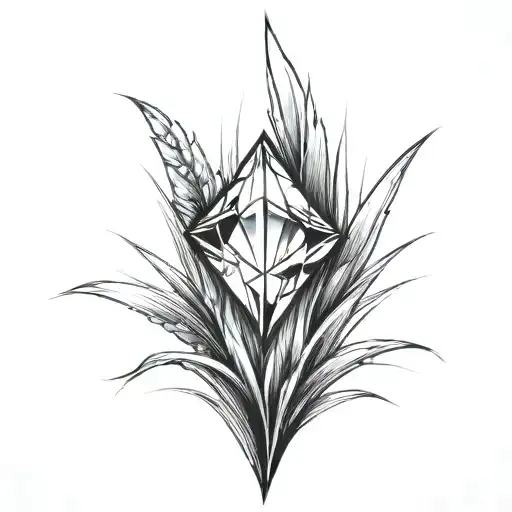 A Blade Of Grass With A Diamond On Top Of It