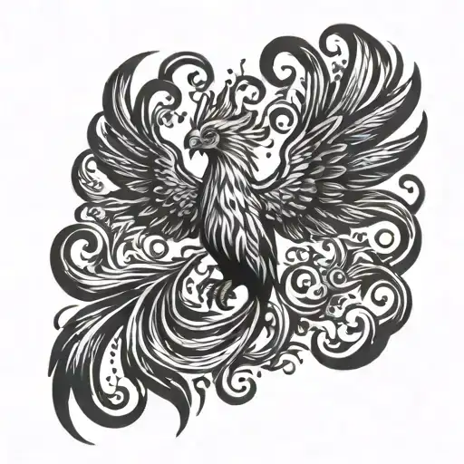 Phoenix Rising From Flames