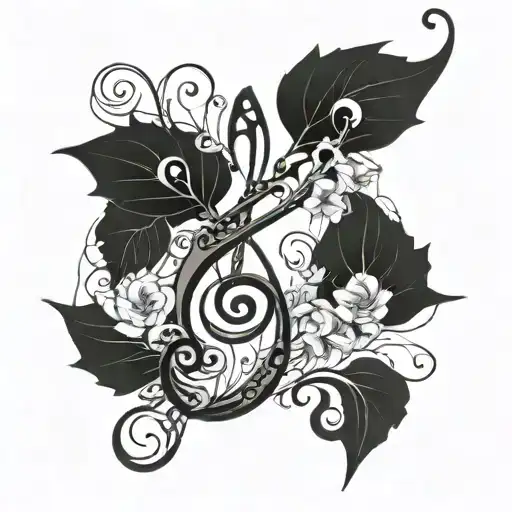 Incorporate Musical Notes Into A Winding Vine Of Flowers