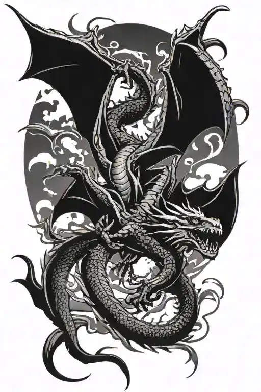 A Unique Black Dragon That Is Flying