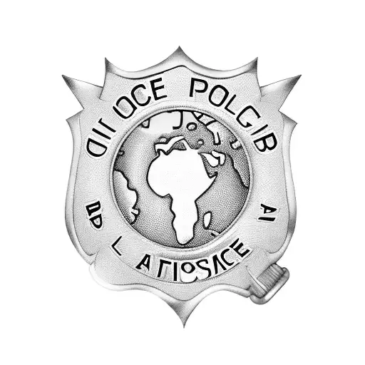 A Police Badge With A World Map In The Background