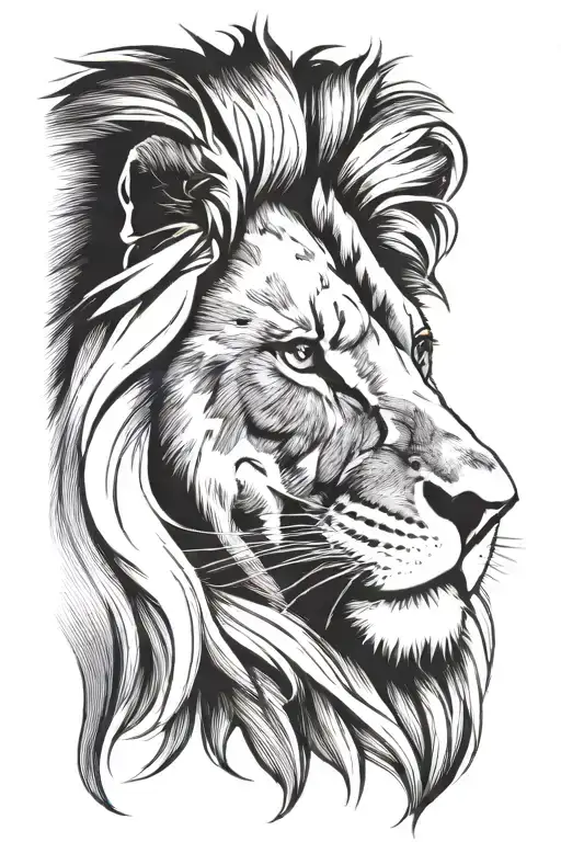 Lion Head With Words In His Mane Being The Hairs