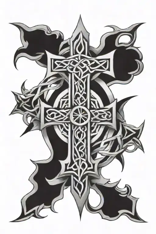 Celtic Cross With Thorns Intertwined
