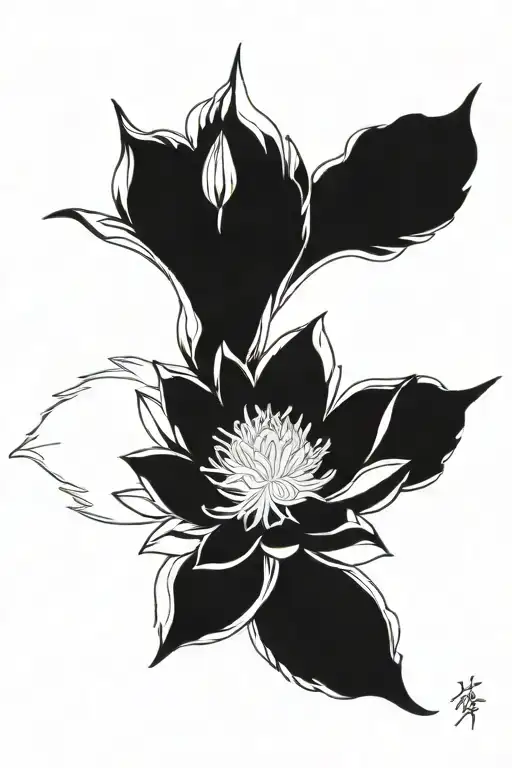 Water Lilly And Larkspur