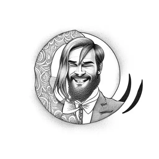 Pewdiepie Print In A Crescent Moon