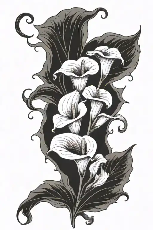 Calla Lily Flowers With Vines And Leaves