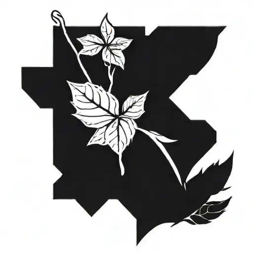 A Blackwork Tattoo Of A Plant Growing Into A Musical Staff With Arrow