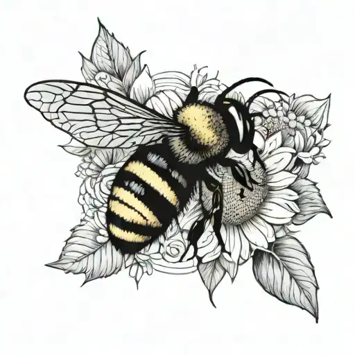 Bee And Cross With Sunflowers