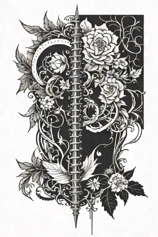 Amazing Spine Tattoo Very Simple Line