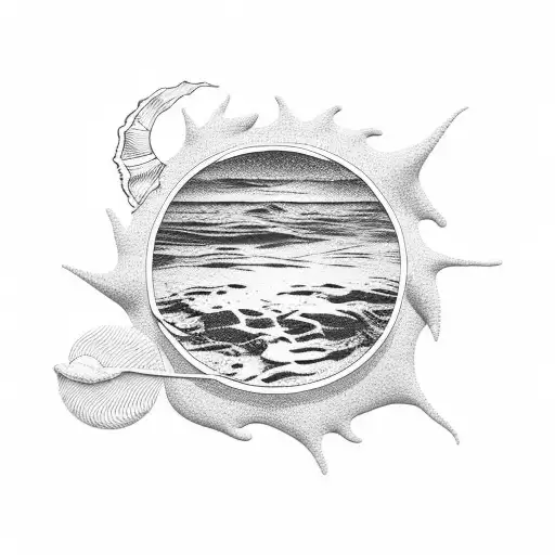 Beach Scene With Sunset