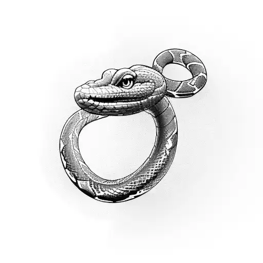 Uncoiled Snake With Head Facing Up