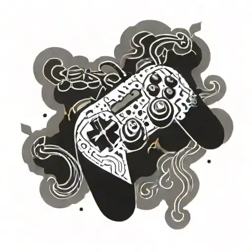 A Pixelated Gaming Controller Intertwined With Smoke Tendrils