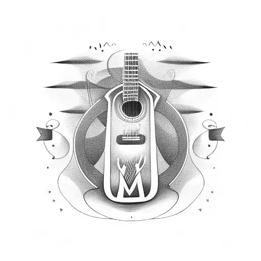 Musical Notes Forming A Guitar Shape