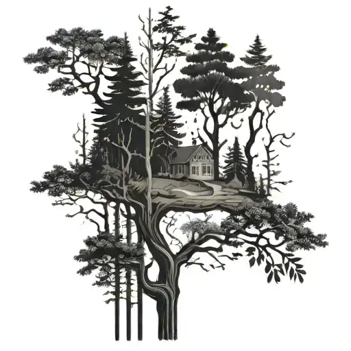 The Forest Around The Arm Up To The Elbow Is Densely Painted