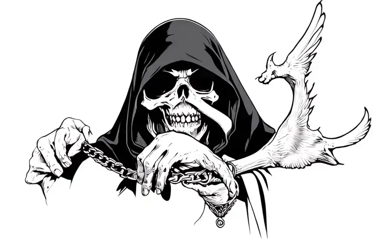 Grim Reaper Holding A Dog Collar