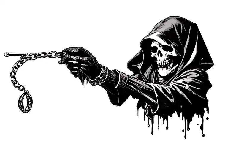 Grim Reaper Holding A Dog Collar