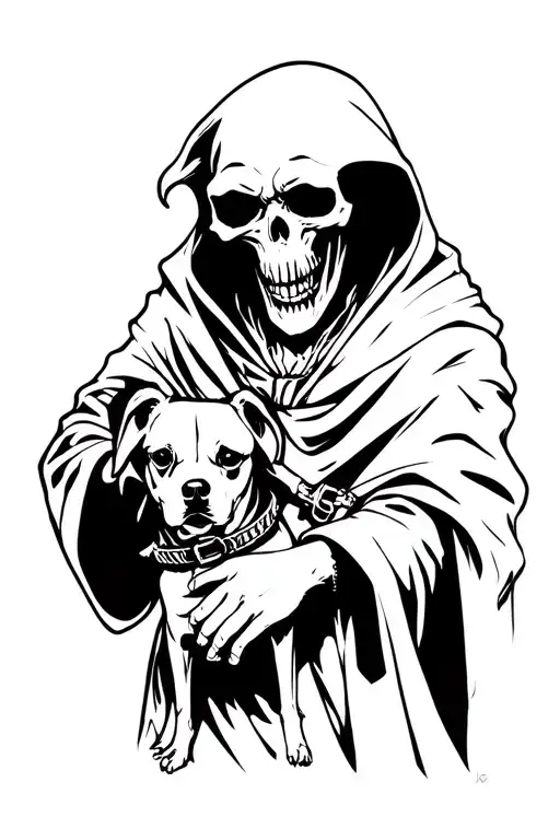 Grim Reaper Holding A Dog Collar