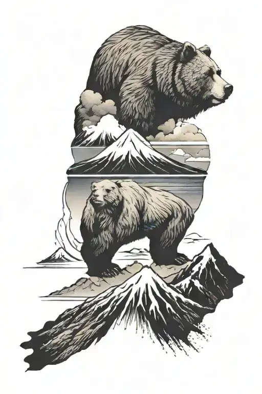 Mt Fuji In The Image Of A Bear Walking