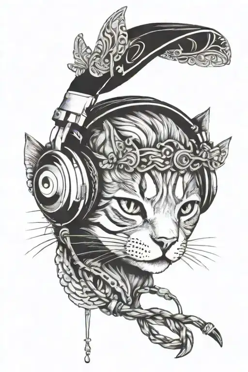 Cat Wearing Headphones