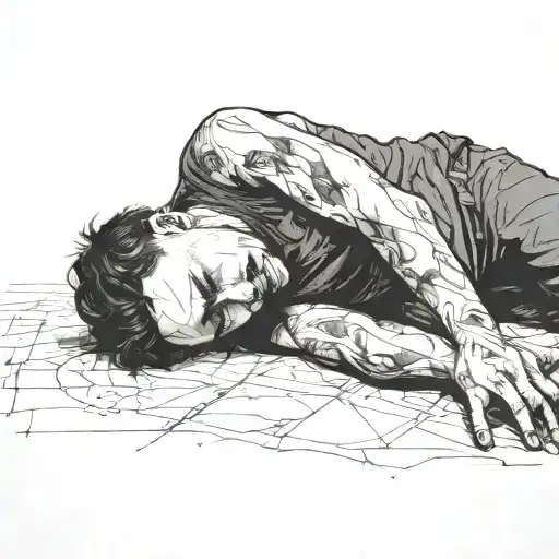 A Sad Person Laying On The Floor