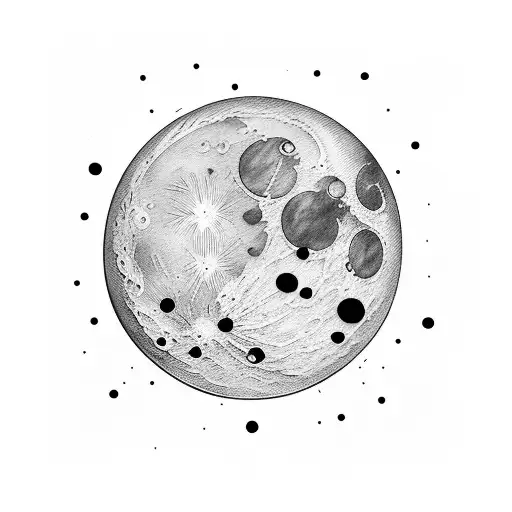 Moon In A Spilled Ink Style