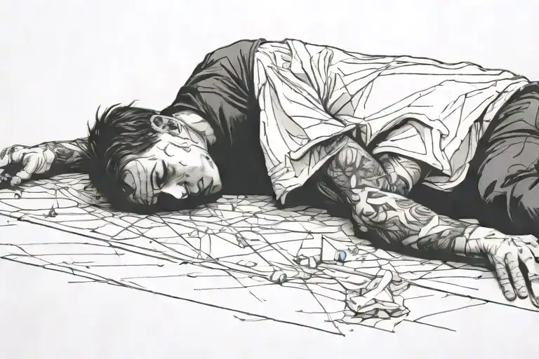 A Sad Person Laying On The Floor