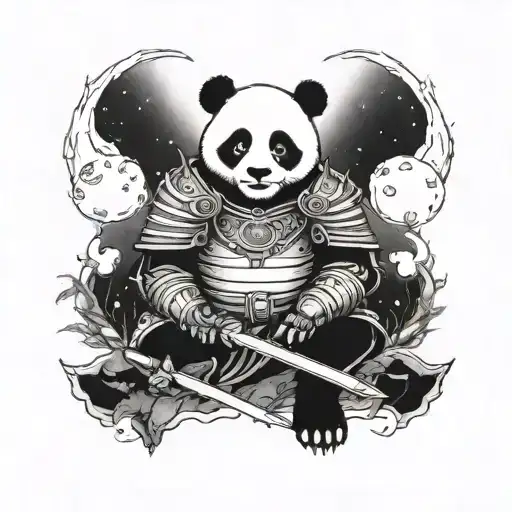 A Panda Knight Under The Moonlight