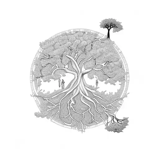 Tree Of Life But The Branches Are In The Style Of A Circuit Diagram