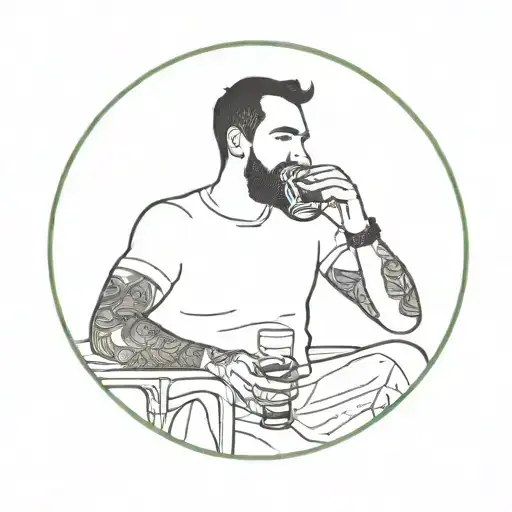 An Image Of A Man Drinking Sangria In The Park Surrounded By A Circle