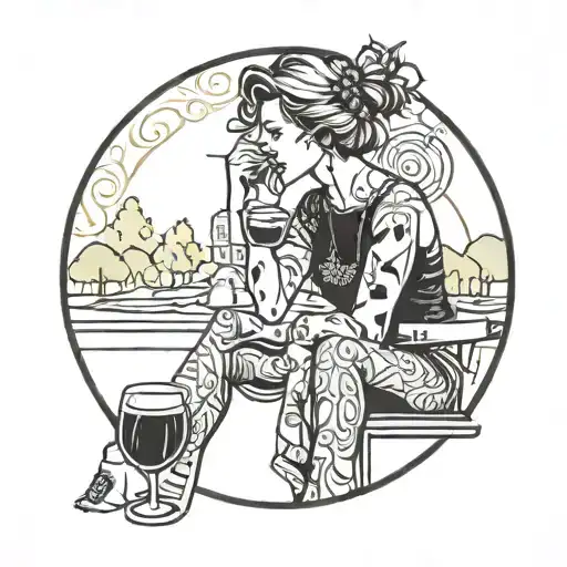 An Image Of A Person Drinking Sangria In The Park Surrounded By A Circle