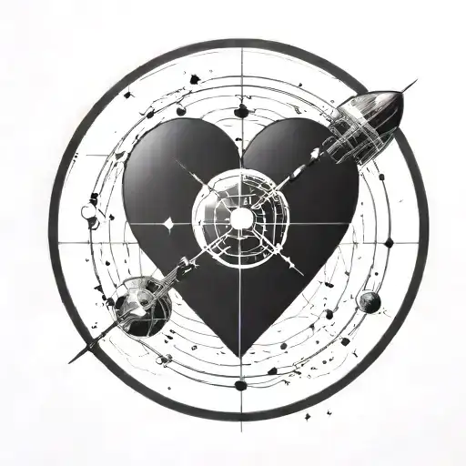 A Satellite Shaped Like A Love Heart With Right Angles In Space Enshrouded By A Circle