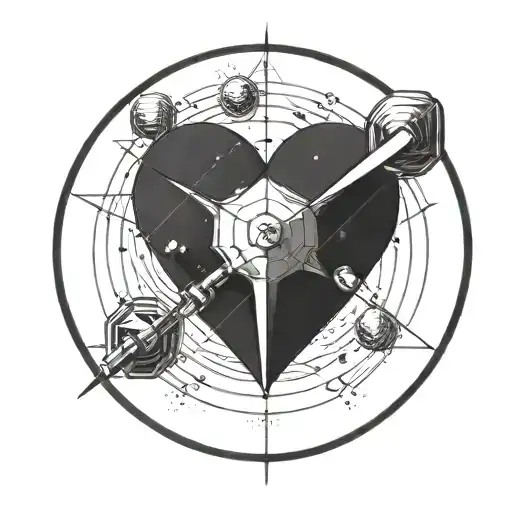 A Satellite Shaped Like A Love Heart With Sharp Angles In Space Enshrouded By A Circle