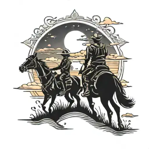 Cowboys And Sunset Sky