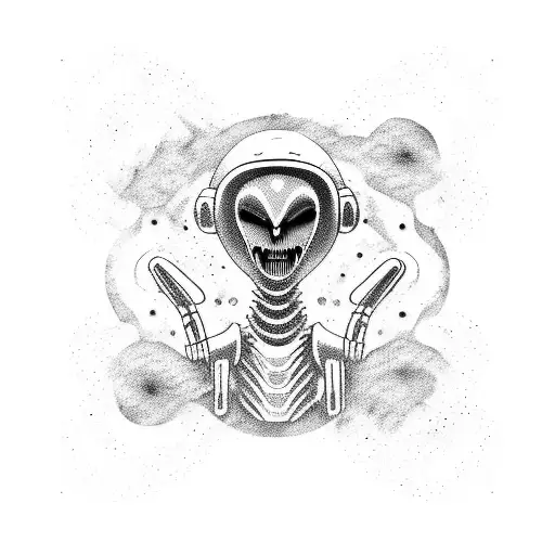 Alien Guitarist Surrounded By Swirling Galaxies