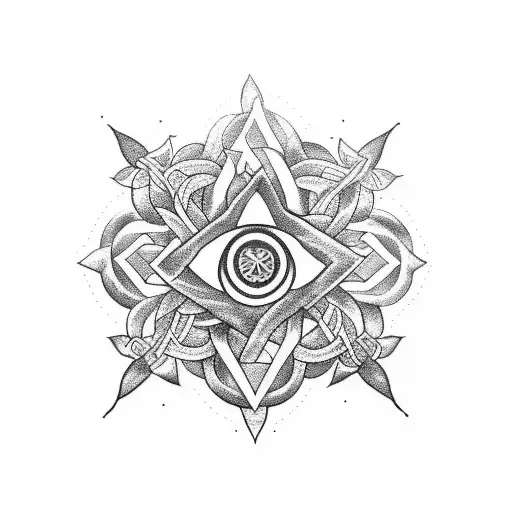 A Minimalist Tattoo Of A Plant Intertwined With Witchcraft Symbols