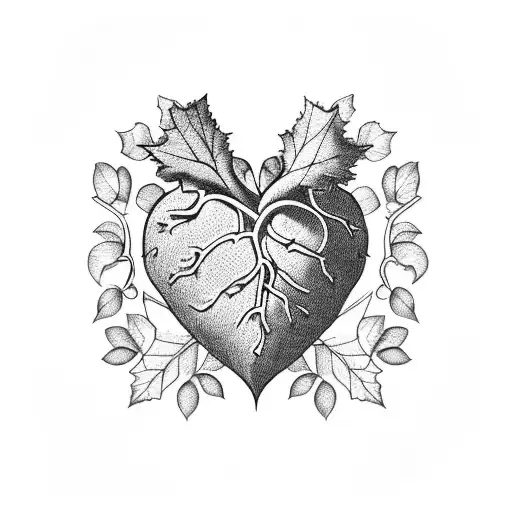 Heart With Wine Leaf Grapes