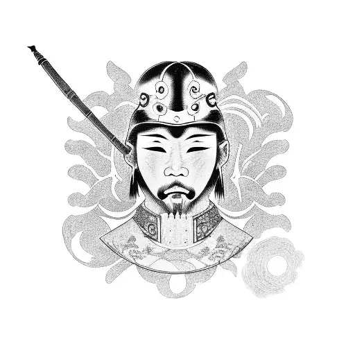 A Japanese Warrior With A Serene Universe Backdrop