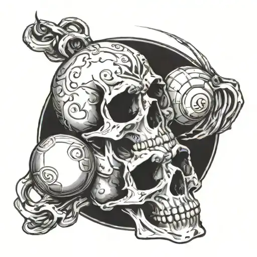 Skull Holding Eight Ball