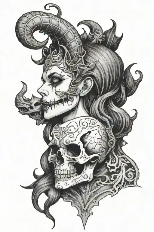 Succubus Demon Girl Licks Skull