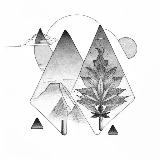 Mountainscape With A Hidden Cannabis Leaf